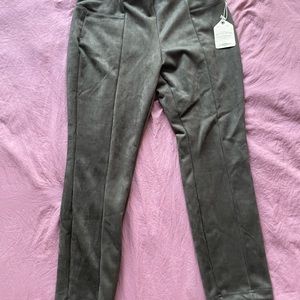 Green suede leggings